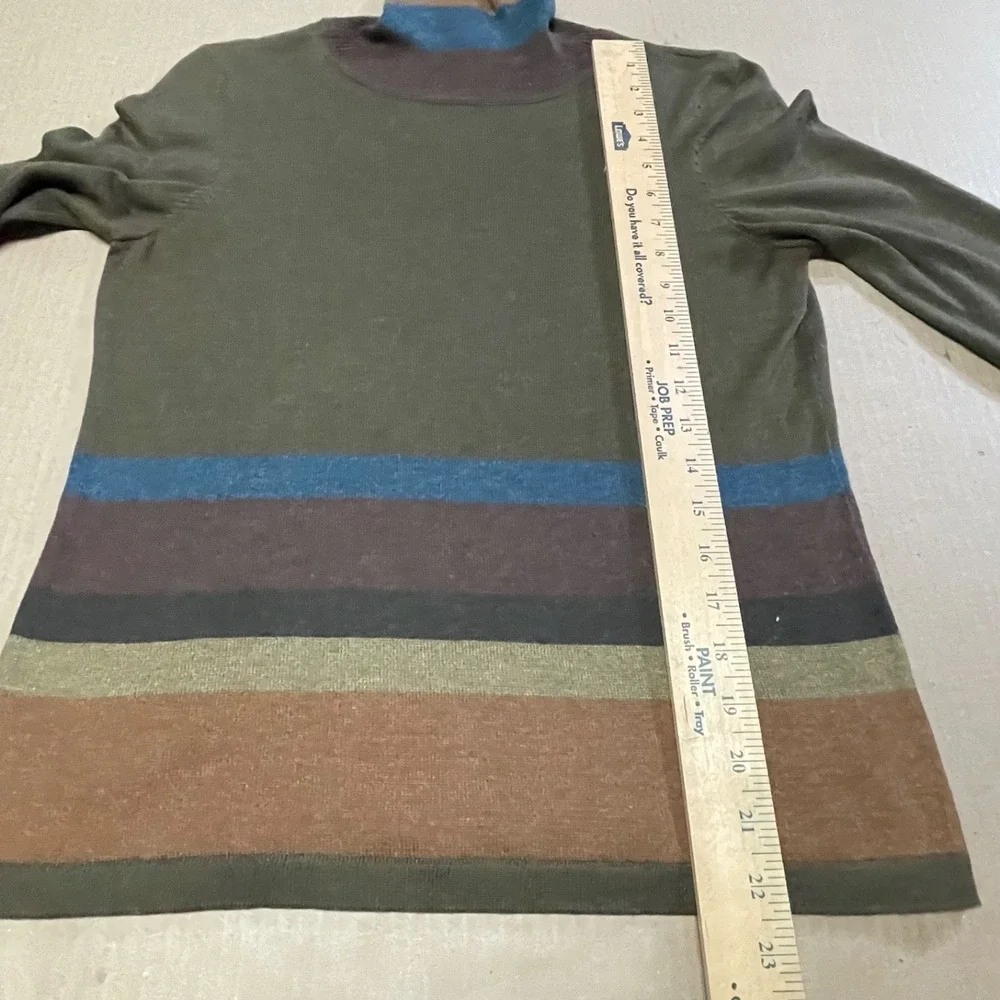 Peruvian Connection Sweater Womens Small Green Turtleneck Pima Cotton Casual